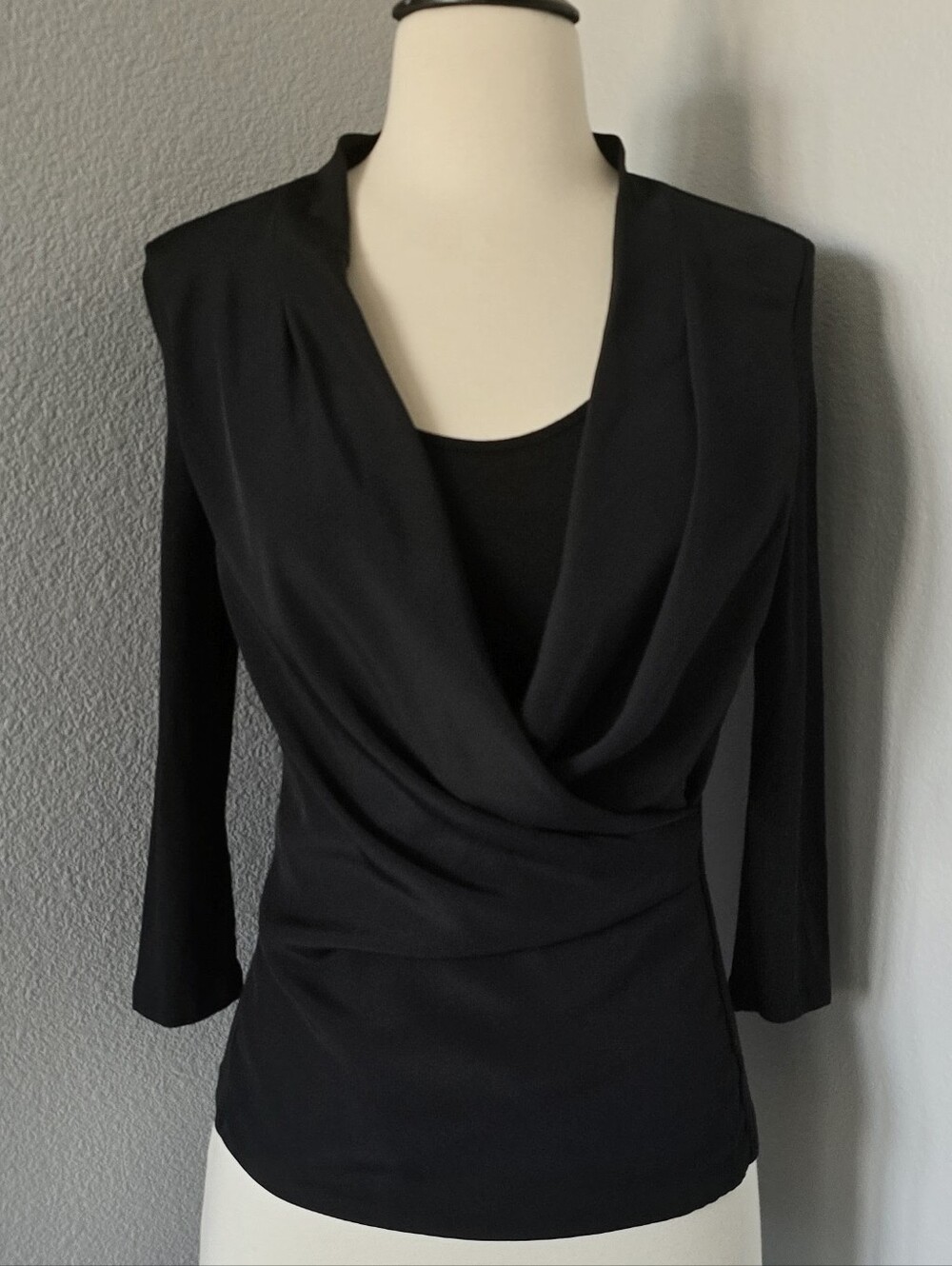 bebe Cowl Neck Drape Layered Blouse Work Office Going Out Top XS Extra Small
